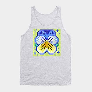 Celestial Blue And Yellow Pansy Pixel Art Tank Top